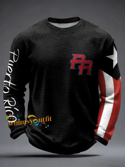 Men’s Puerto Rico Printed Waffle Tops Black / S