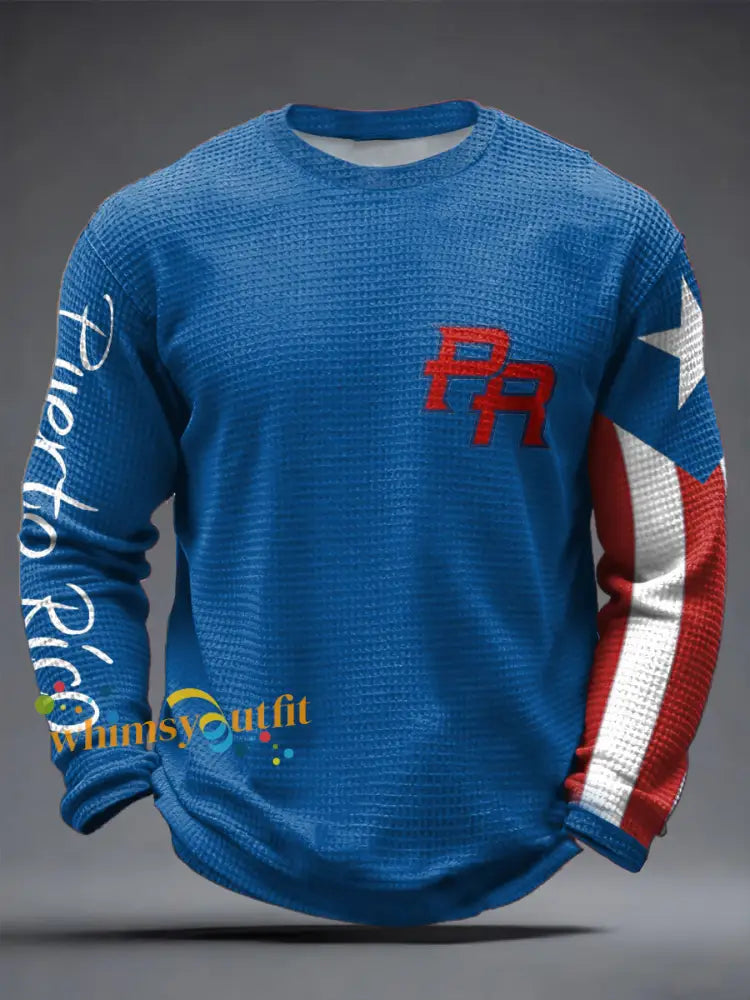 Men’s Puerto Rico Printed Waffle Tops Blue / S
