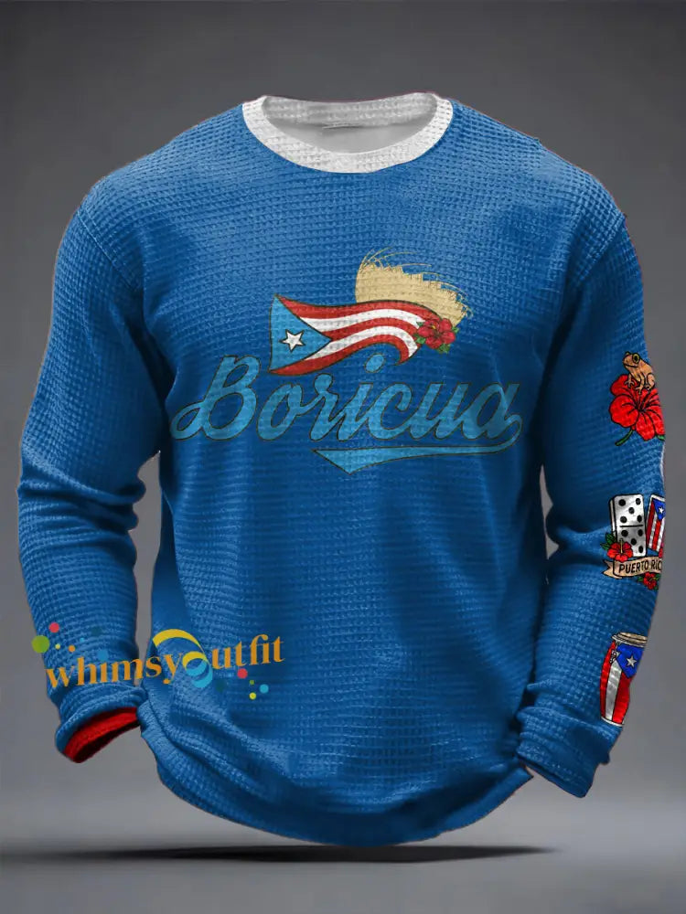 Men’s Puerto Rico Printed Waffle Tops Blue / S
