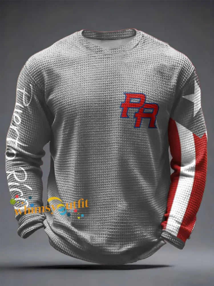 Men’s Puerto Rico Printed Waffle Tops Light Gray / S