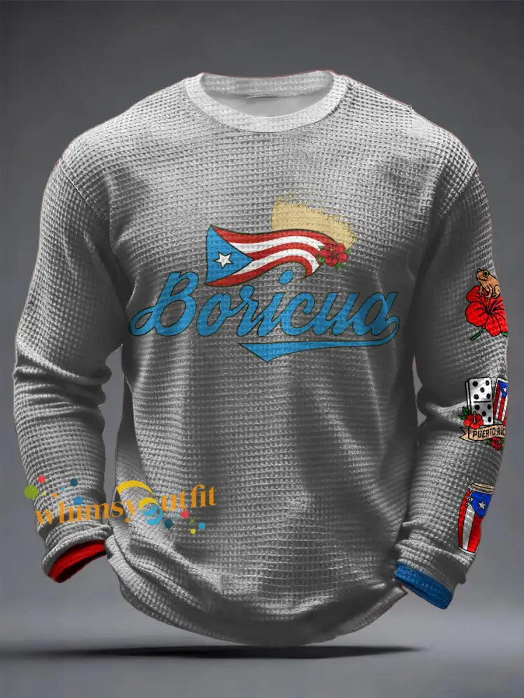 Men’s Puerto Rico Printed Waffle Tops Light Gray / S