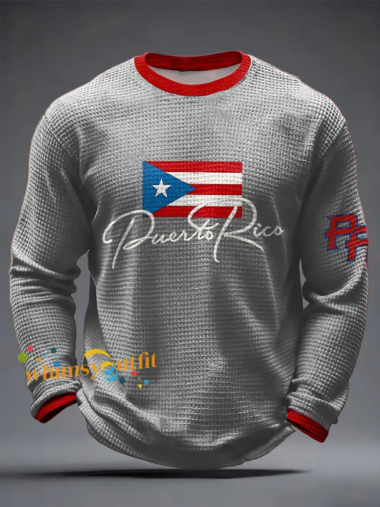 Men’s Puerto Rico Printed Waffle Tops Light Gray / S