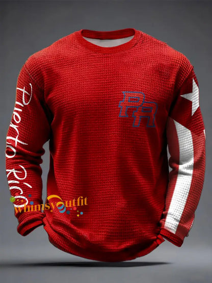 Men’s Puerto Rico Printed Waffle Tops Red / S