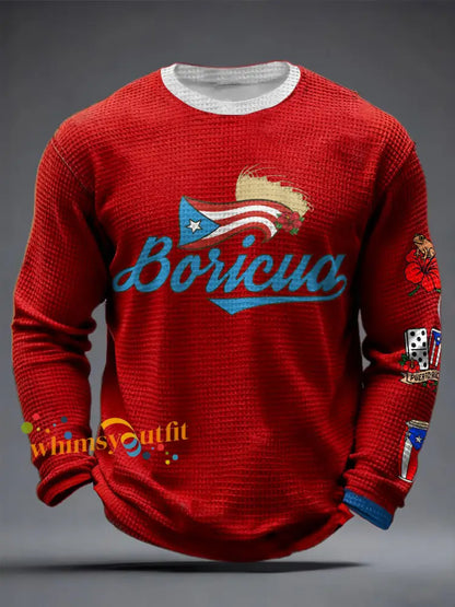 Men’s Puerto Rico Printed Waffle Tops Red / S