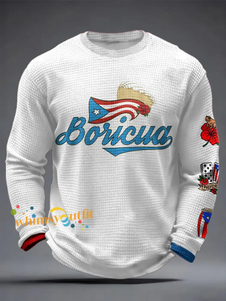 Men’s Puerto Rico Printed Waffle Tops White / S