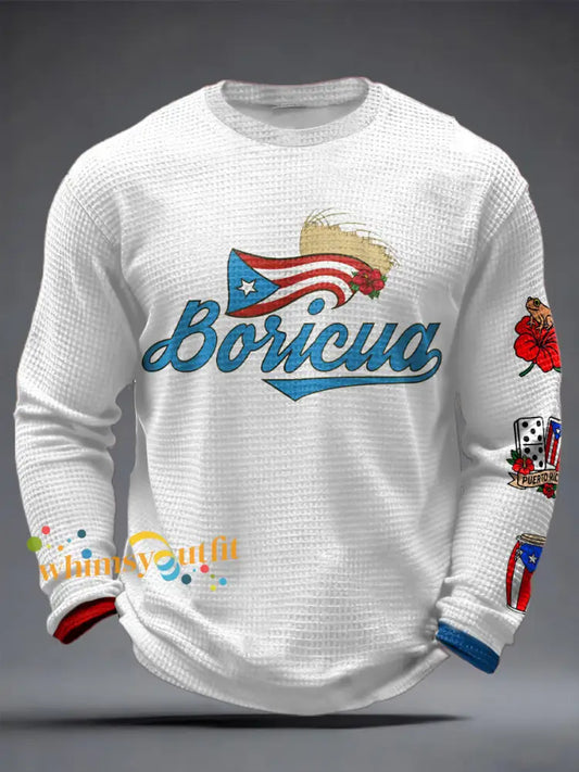 Men’s Puerto Rico Printed Waffle Tops White / S