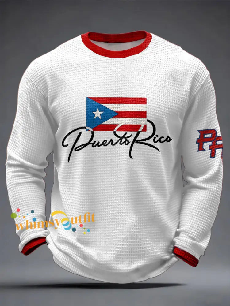 Men’s Puerto Rico Printed Waffle Tops White / S