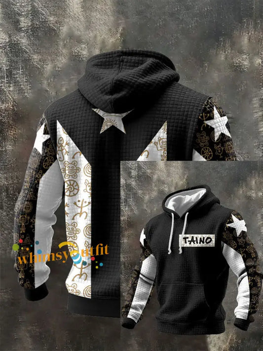 Men’s Puerto Rico Proud Art Printed Hoodie Black / S