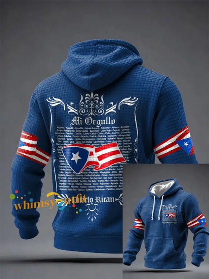 Men’s Puerto Rico Proud Art Printed Hoodie Blue / S