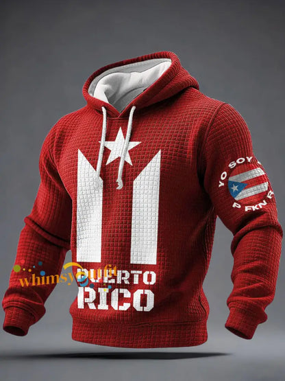 Men’s Puerto Rico Proud Art Printed Hoodie Red / S