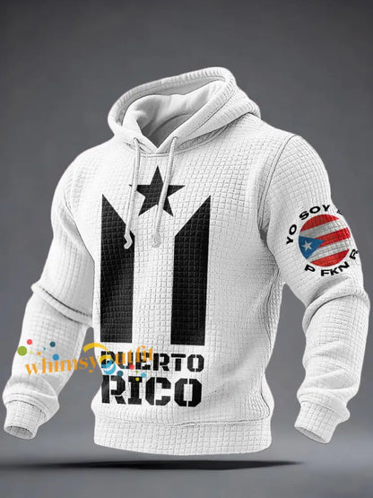 Men’s Puerto Rico Proud Art Printed Hoodie White / S