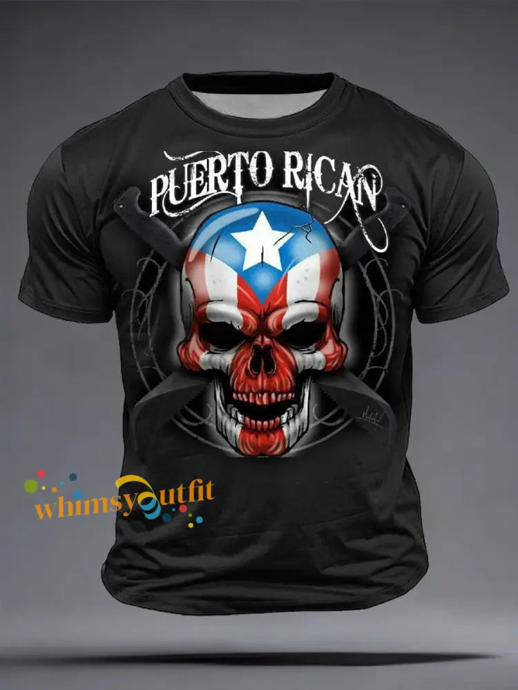 Men’s Puerto Rico Proud Art Printed T-shirt Black / S