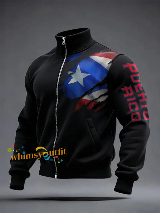 Men’s Puerto Rico Proud Printed Coat Black / S