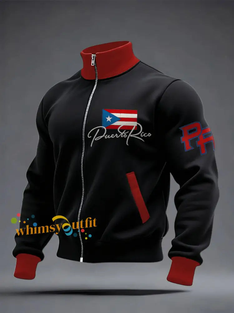 Men’s Puerto Rico Proud Printed Coat Black / S