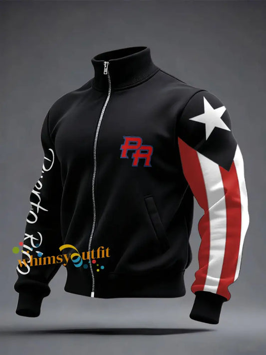 Men’s Puerto Rico Proud Printed Coat Black / S