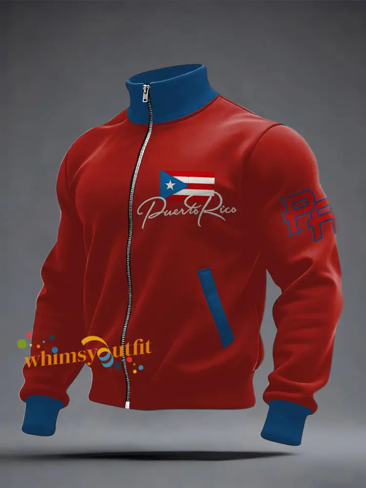 Men’s Puerto Rico Proud Printed Coat Red / S