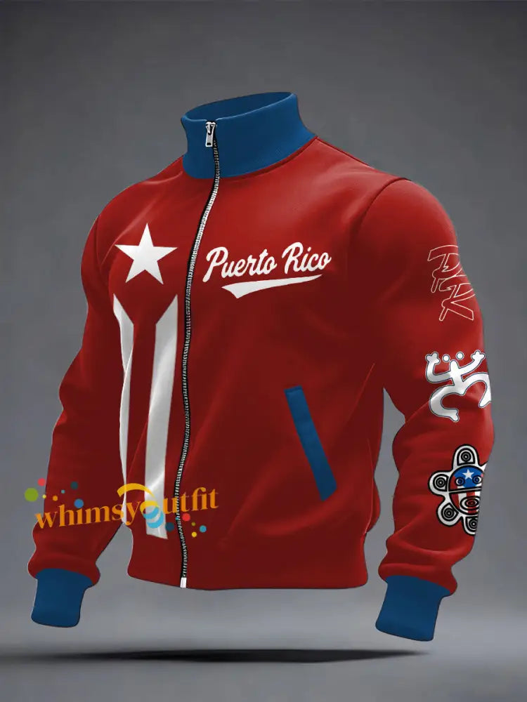 Men’s Puerto Rico Proud Printed Coat Red / S