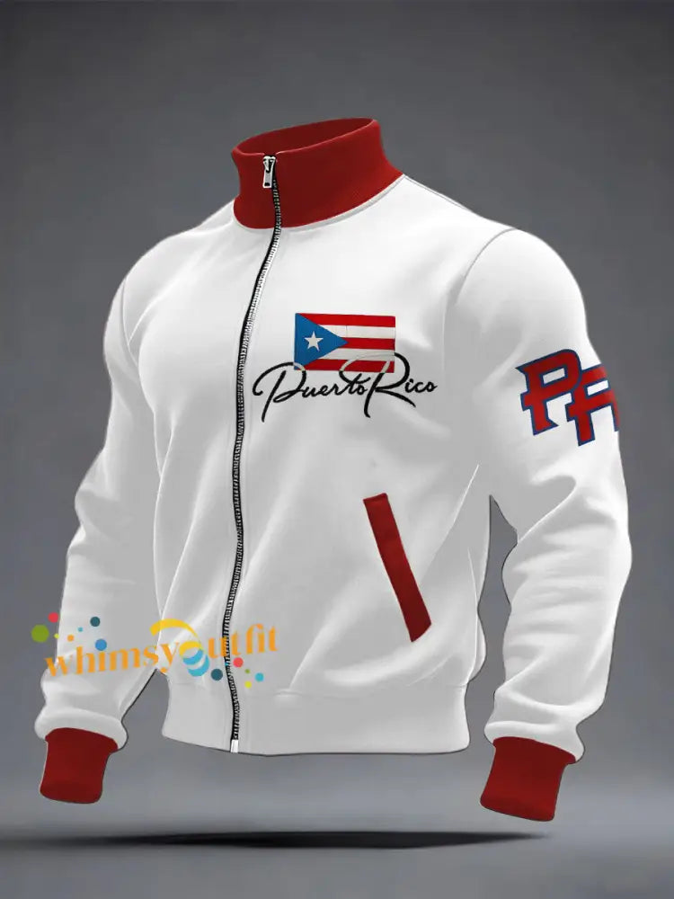 Men’s Puerto Rico Proud Printed Coat White / S