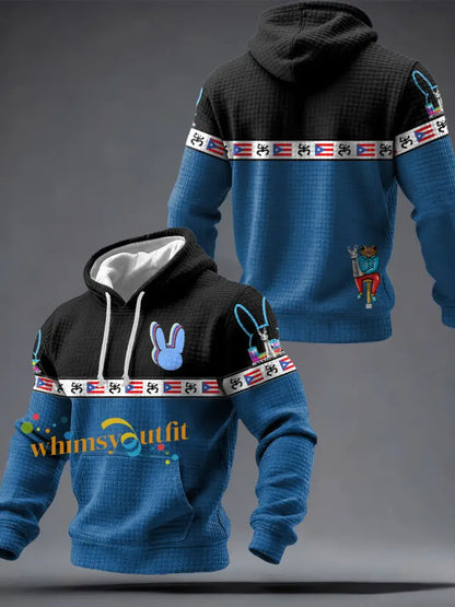 Men’s Puerto Rico Taino Art Music Lover Printed Hoodie Blue / S