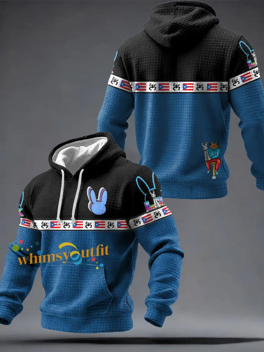 Men’s Puerto Rico Taino Art Music Lover Printed Hoodie Blue / S