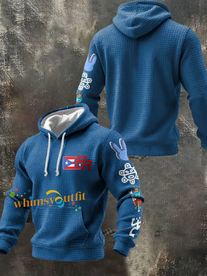 Men’s Puerto Rico Taino Art Music Lover Printed Hoodie Blue / S