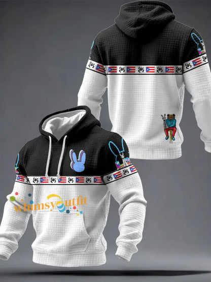 Men’s Puerto Rico Taino Art Music Lover Printed Hoodie White / S