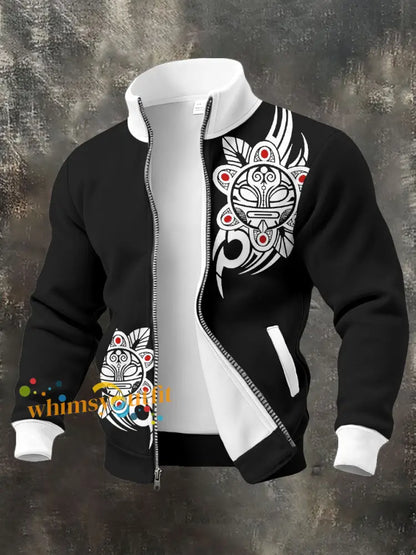 Men’s Puerto Rico Taino Art Printed Coat Black / S