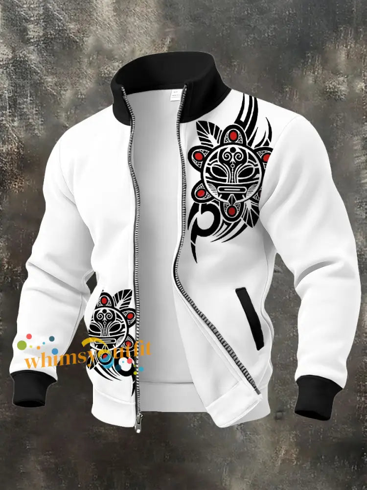Men’s Puerto Rico Taino Art Printed Coat White / S