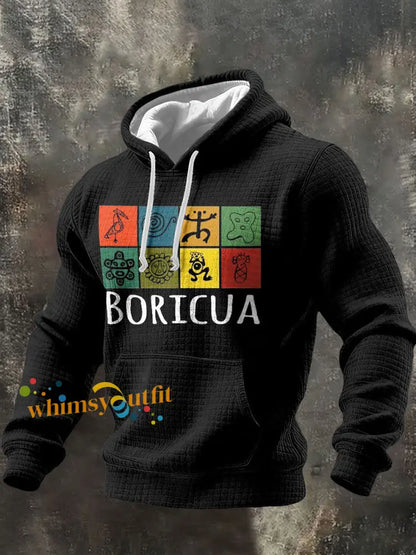 Men’s Puerto Rico Taino Art Printed Hoodie Black / S