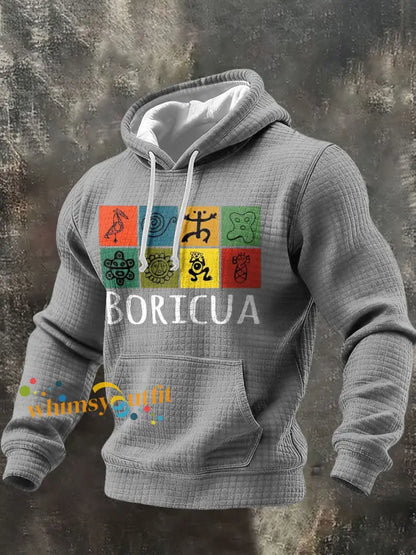 Men’s Puerto Rico Taino Art Printed Hoodie Light Gray / S