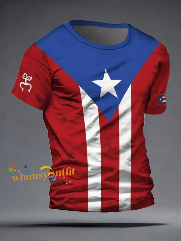 Men’s Puerto Rico Taino Art Printed T-shirt As picture / S