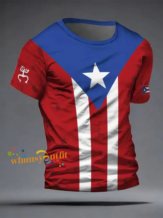 Men’s Puerto Rico Taino Art Printed T-shirt As picture / S