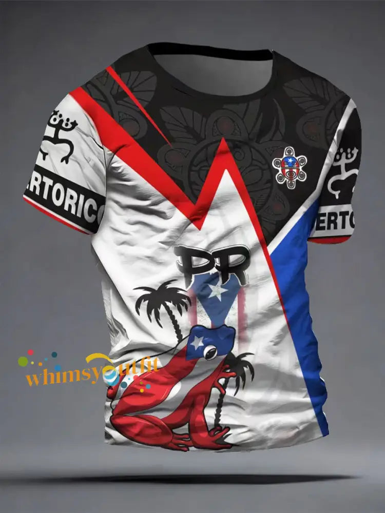 Men’s Puerto Rico Taino Art Printed T-shirt As picture / S