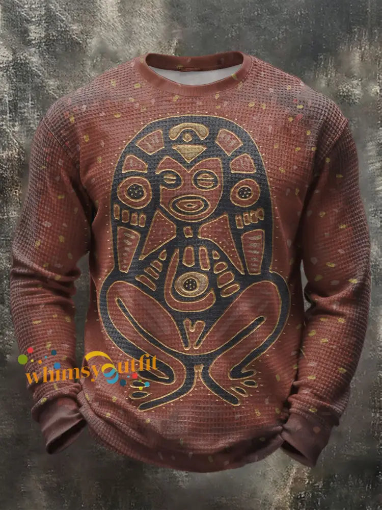 Men’s Puerto Rico Taino Art Printed Waffle Tops As picture / S