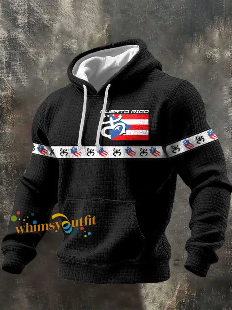 Men’s Puerto Rico Taino Art Proud Printed Hoodie Black / S