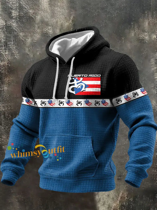 Men’s Puerto Rico Taino Art Proud Printed Hoodie Blue / S