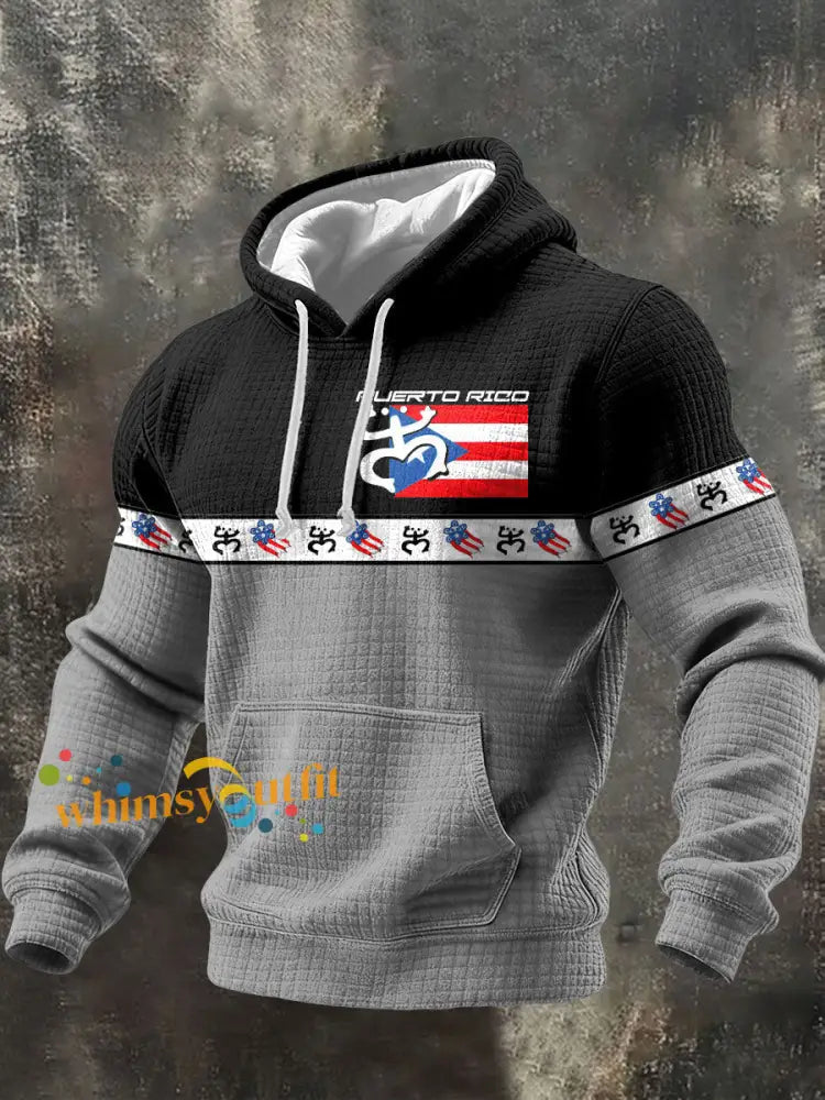 Men’s Puerto Rico Taino Art Proud Printed Hoodie Light Gray / S