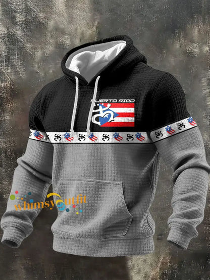 Men’s Puerto Rico Taino Art Proud Printed Hoodie Light Gray / S