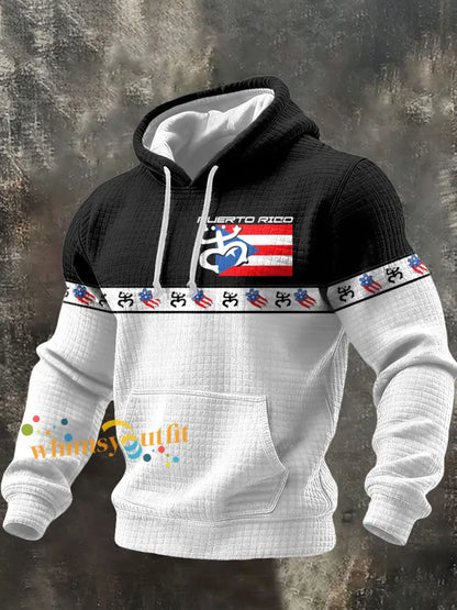 Men’s Puerto Rico Taino Art Proud Printed Hoodie White / S