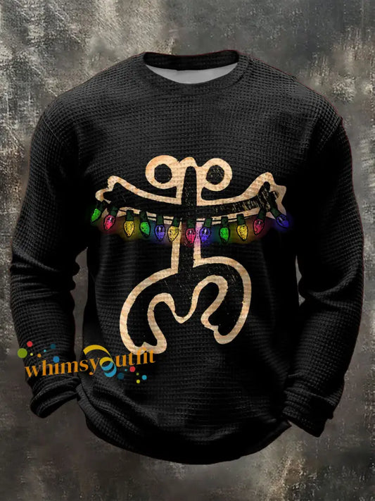Men’s Puerto Rico Taino Christmas Art Printed Waffle Tops Black / S