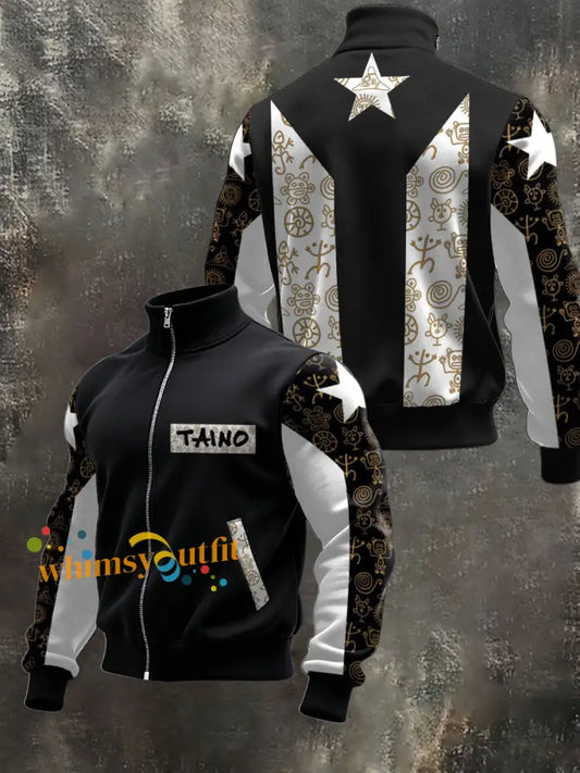 Men’s Puerto Rico Taino Proud Art Printed Coat Black / S