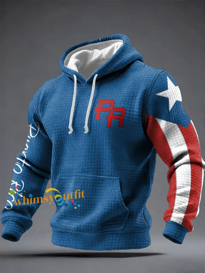Men’s Puerto Rico Taino Proud Art Printed Hoodie Blue / S