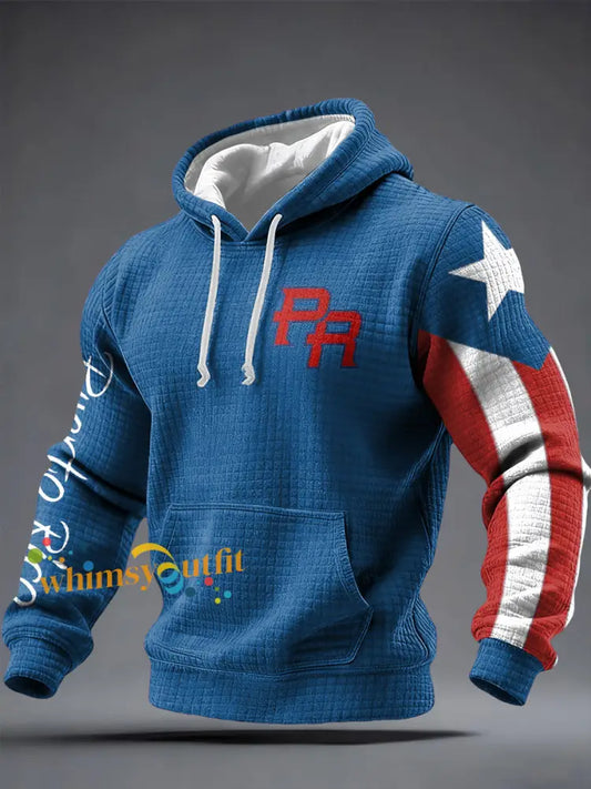 Men’s Puerto Rico Taino Proud Art Printed Hoodie Blue / S