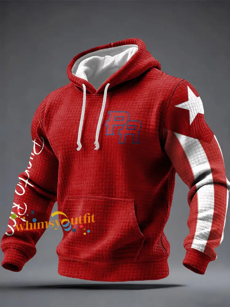 Men’s Puerto Rico Taino Proud Art Printed Hoodie Red / S
