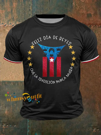 Men’s Puerto Rico Three Kings’ Day Art Printed T-shirt Black / S