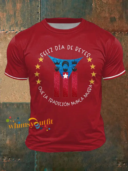 Men’s Puerto Rico Three Kings’ Day Art Printed T-shirt Red / S