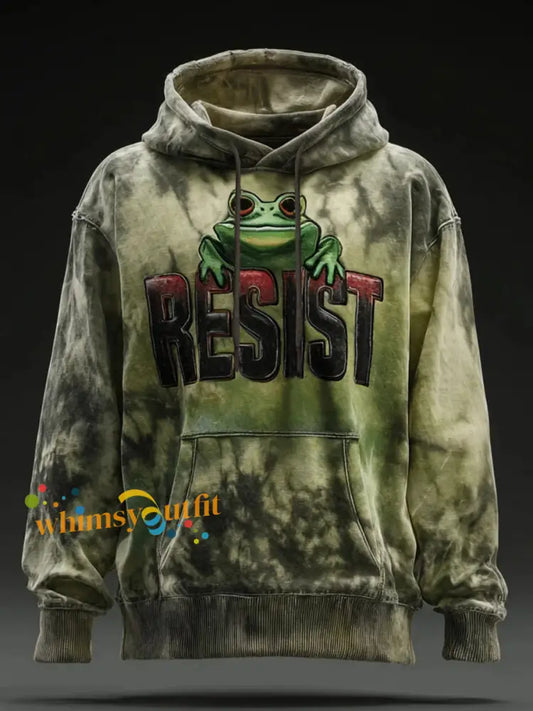 Men’s Resist Frog Print Casual Hoodie As picture / S