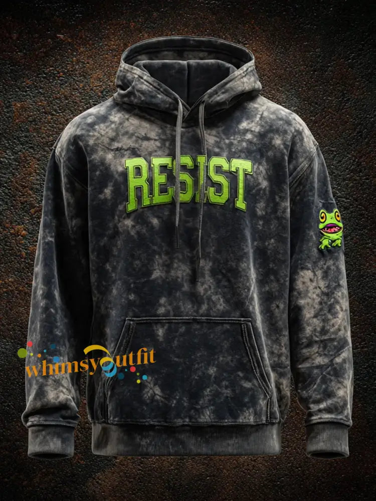 Men’s Resist Frog Print Casual Hoodie As picture / S