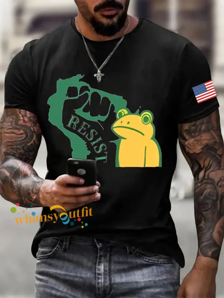 Men’s Resist Frog Printed T-shirt Black / S