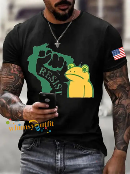 Men’s Resist Frog Printed T-shirt Black / S